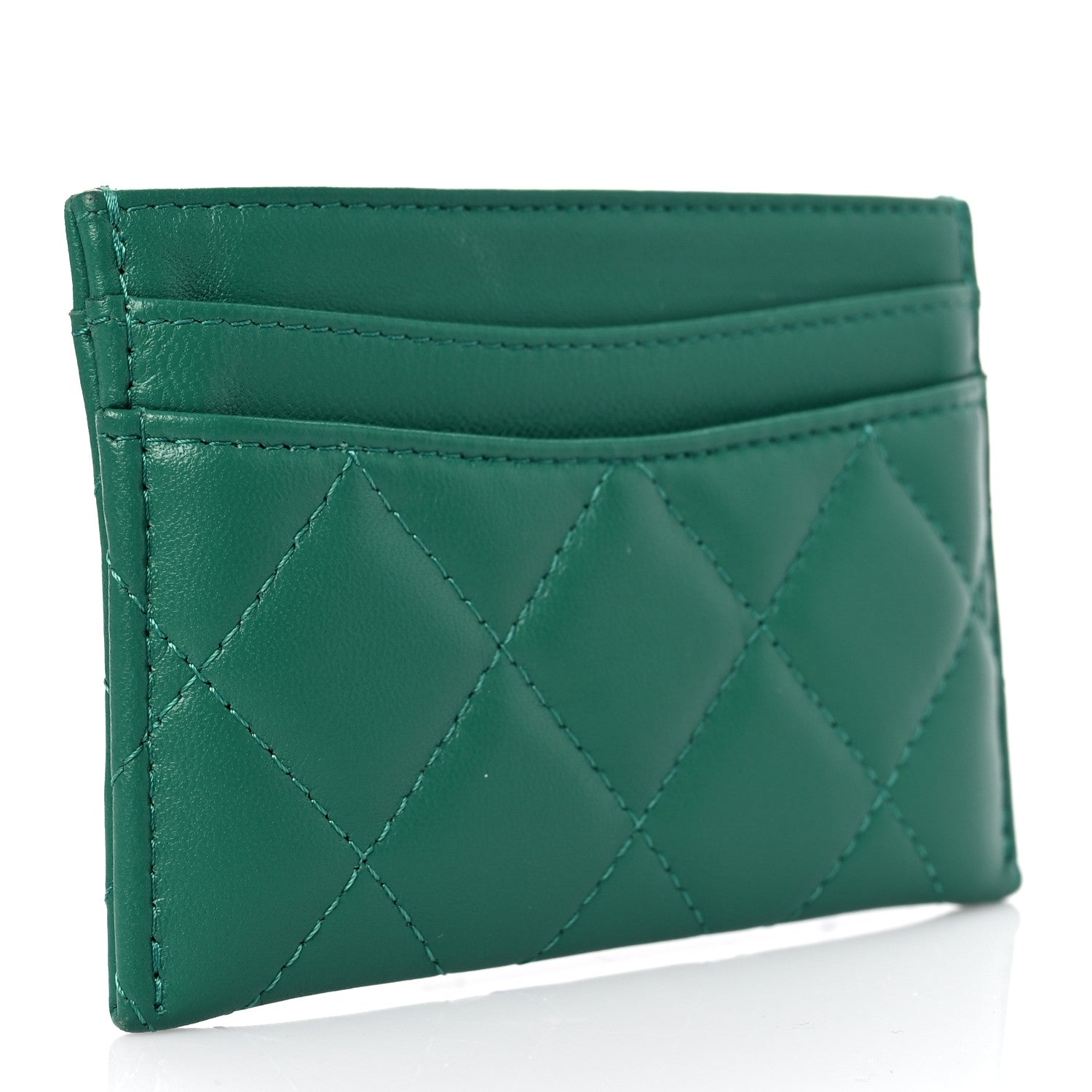 Chanel Lambskin Quilted Card Holder Green 3 of 13