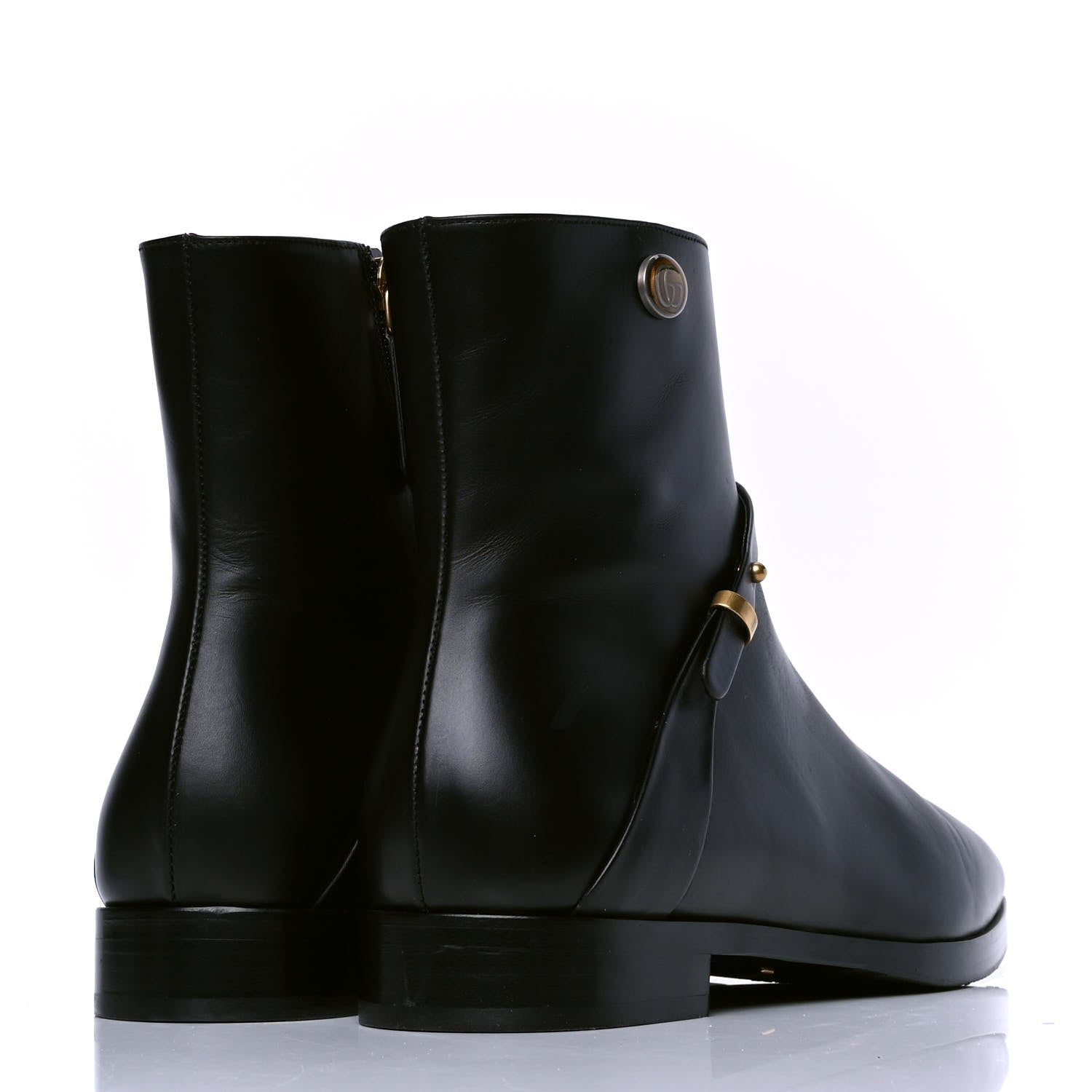 Gucci Calfskin Womens GG Ankle Boots 38.5 Black 3 of 4