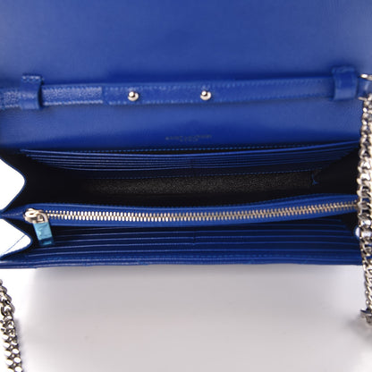 Saint Laurent Grain De Poudre Matelasse Monogram Chain Wallet Royal Blue 5 of 6