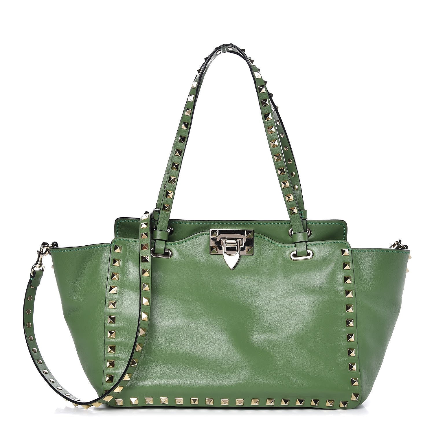 Valentino Garavani Vitello Small Rockstud Tote Jade 1 of 9