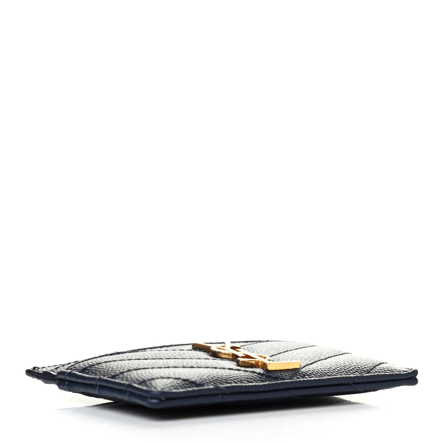Grain De Poudre Matelasse Chevron Monogram Credit Card Case Navy
