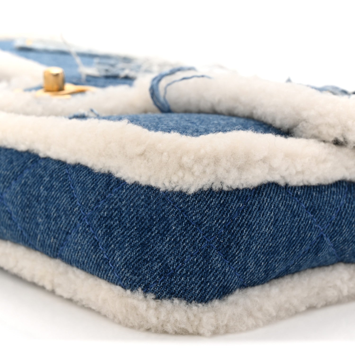 Chanel Denim Shearling Hieroglyph Flap Blue 10 of 11