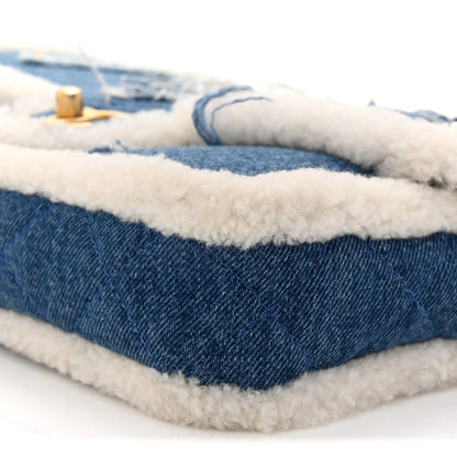 Chanel Denim Shearling Hieroglyph Flap Blue 10 of 11