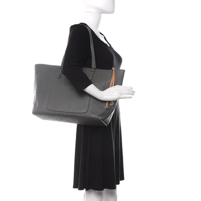 MCM Calfskin Ottomar Monogram Medium Klara Shopper Tote Charcoal 2 of 11