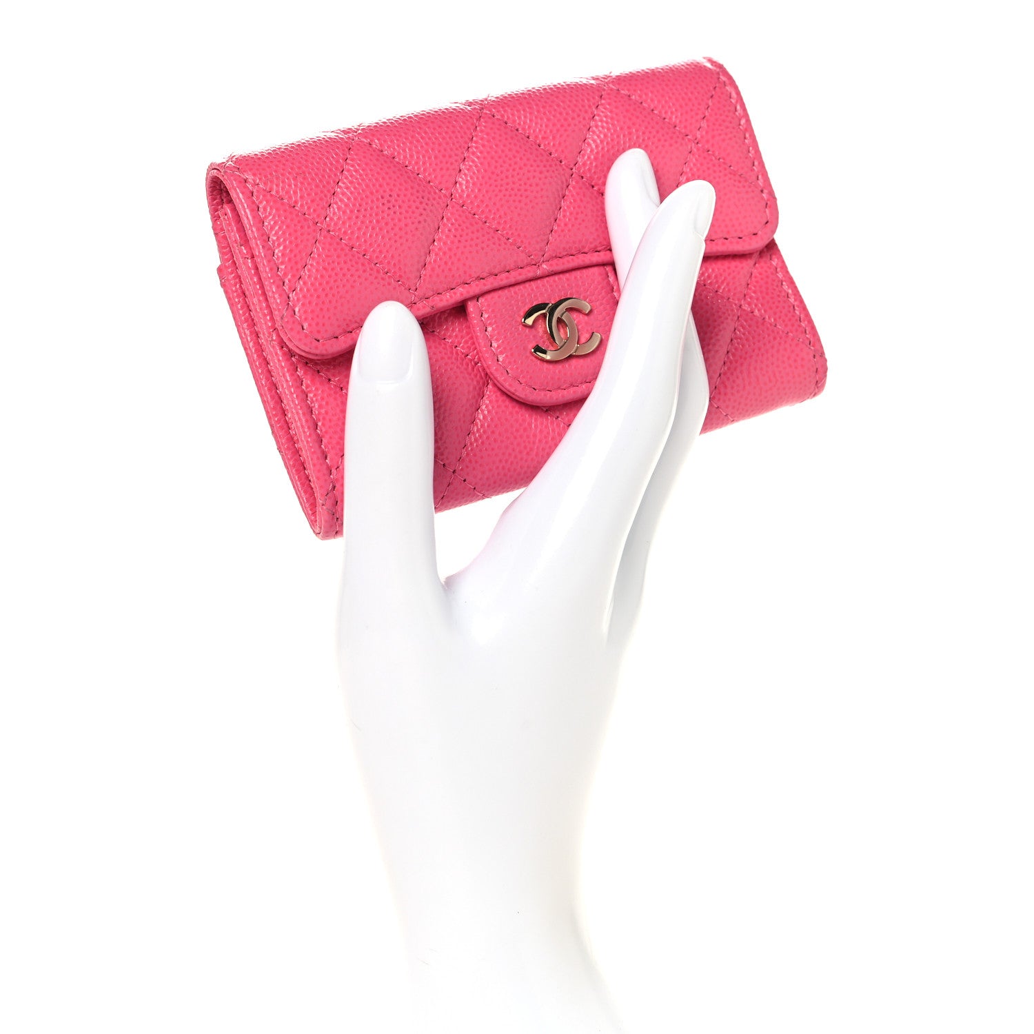 Chanel Caviar Quilted Flap Card Holder Wallet Pink 2 of 8