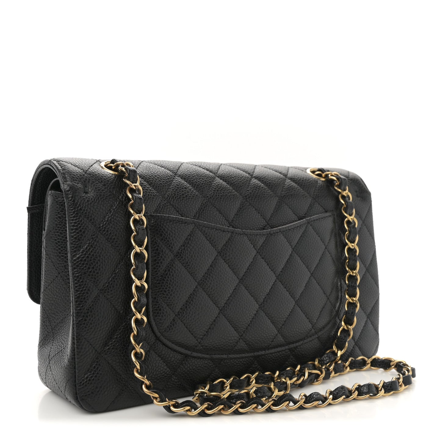 Caviar Quilted Medium Double Flap Black