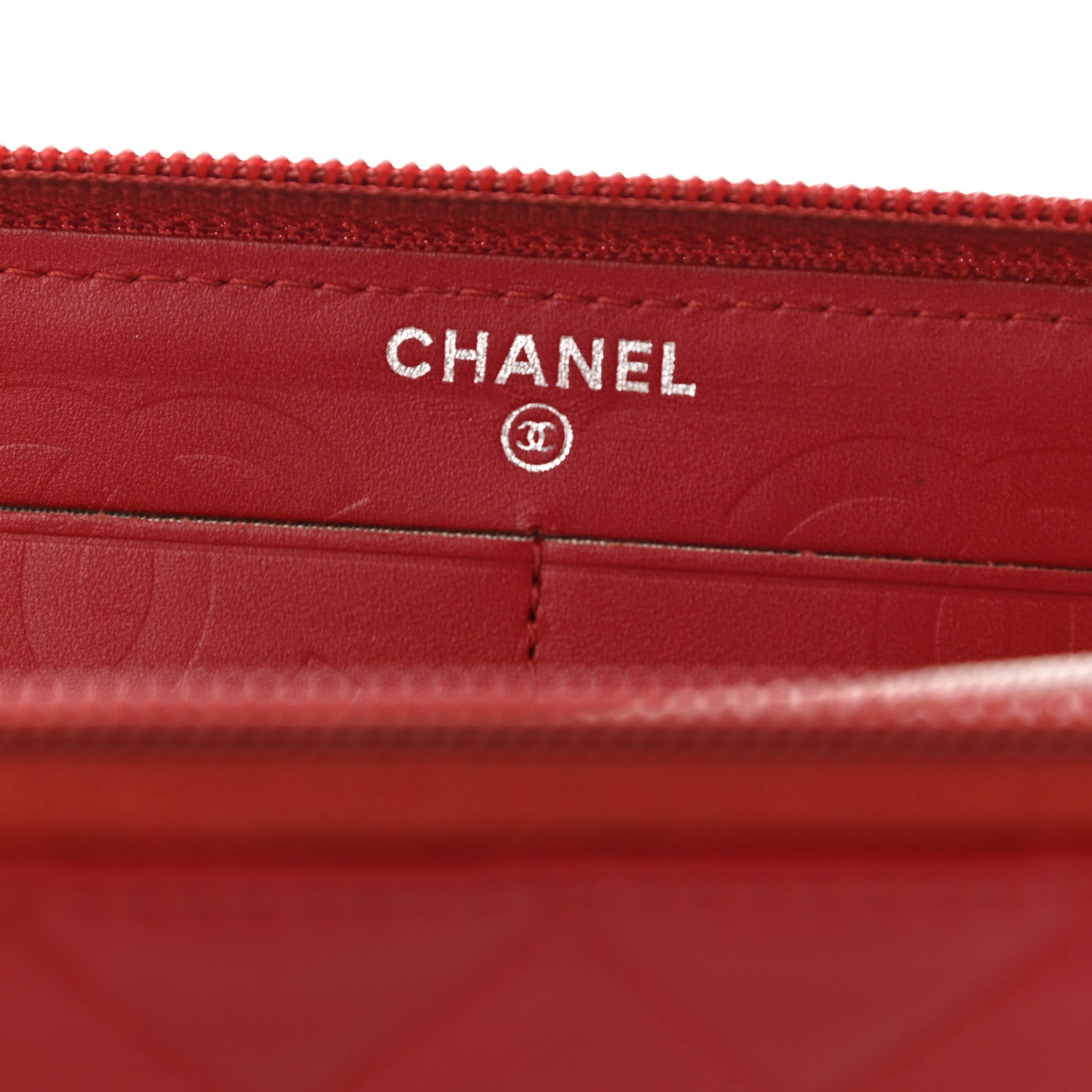 Chanel Calfskin Quilted Cambon Zip Around Organizer Wallet Red 6 of 14