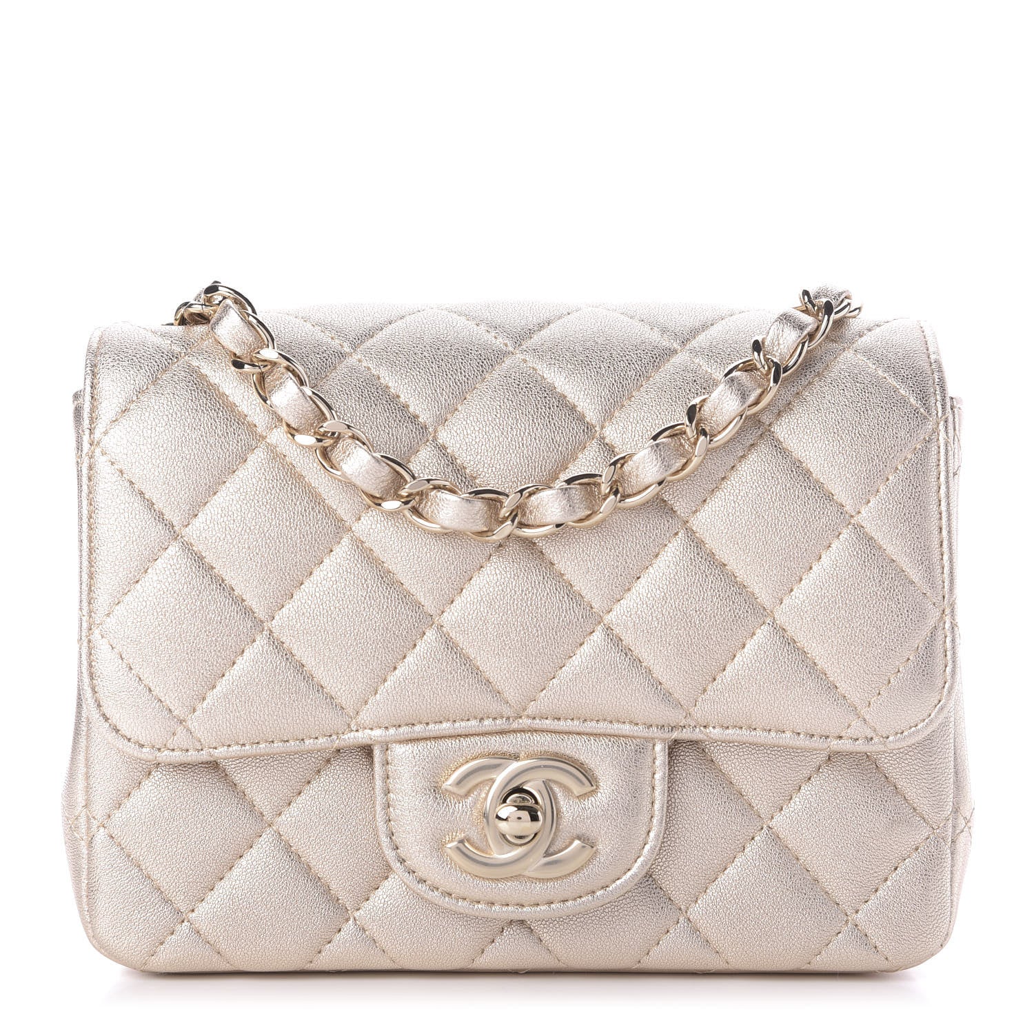 Chanel Metallic Lambskin Quilted Mini Square Flap Gold 1 of 9