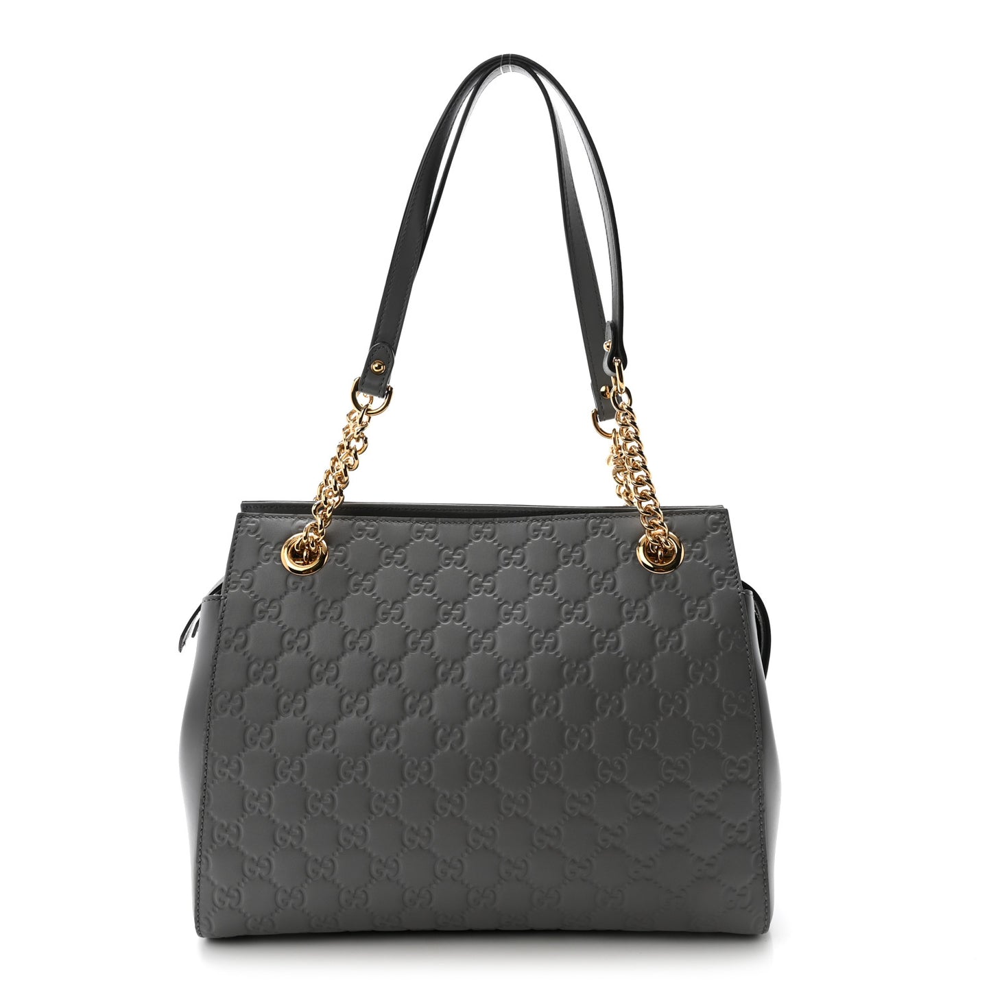 Soft Guccissima Signature Medium Shoulder Tote Bag Deep Grey
