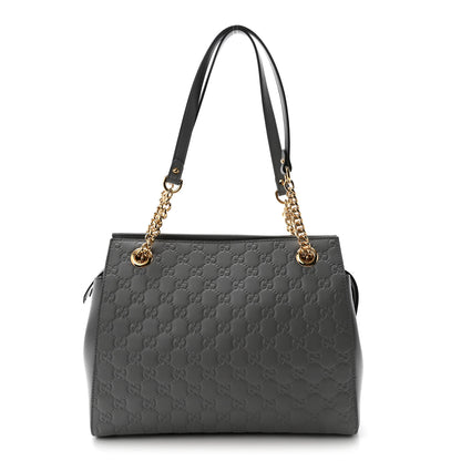 Gucci Soft Guccissima Signature Medium Shoulder Tote Bag Deep Grey 1 of 10