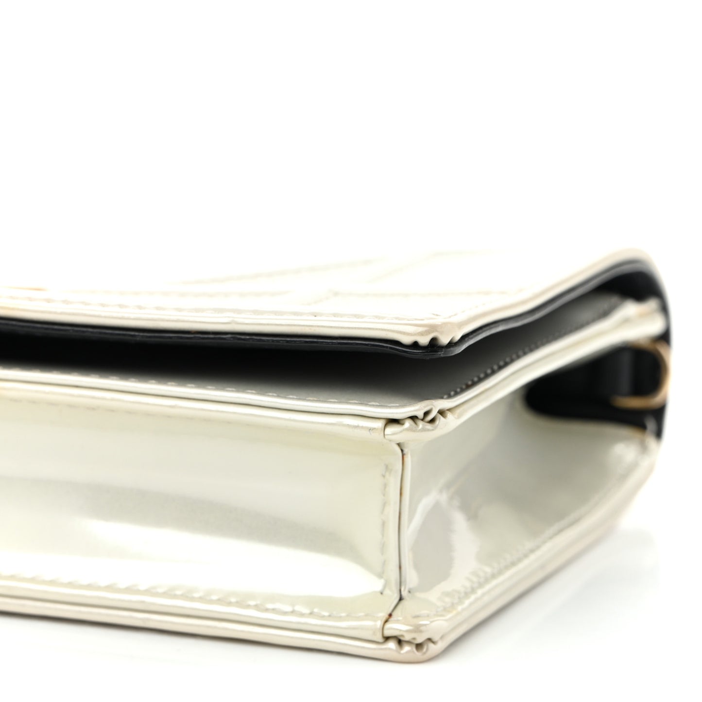 Patent Micro-Cannage Diorama Wallet on Chain Pouch White