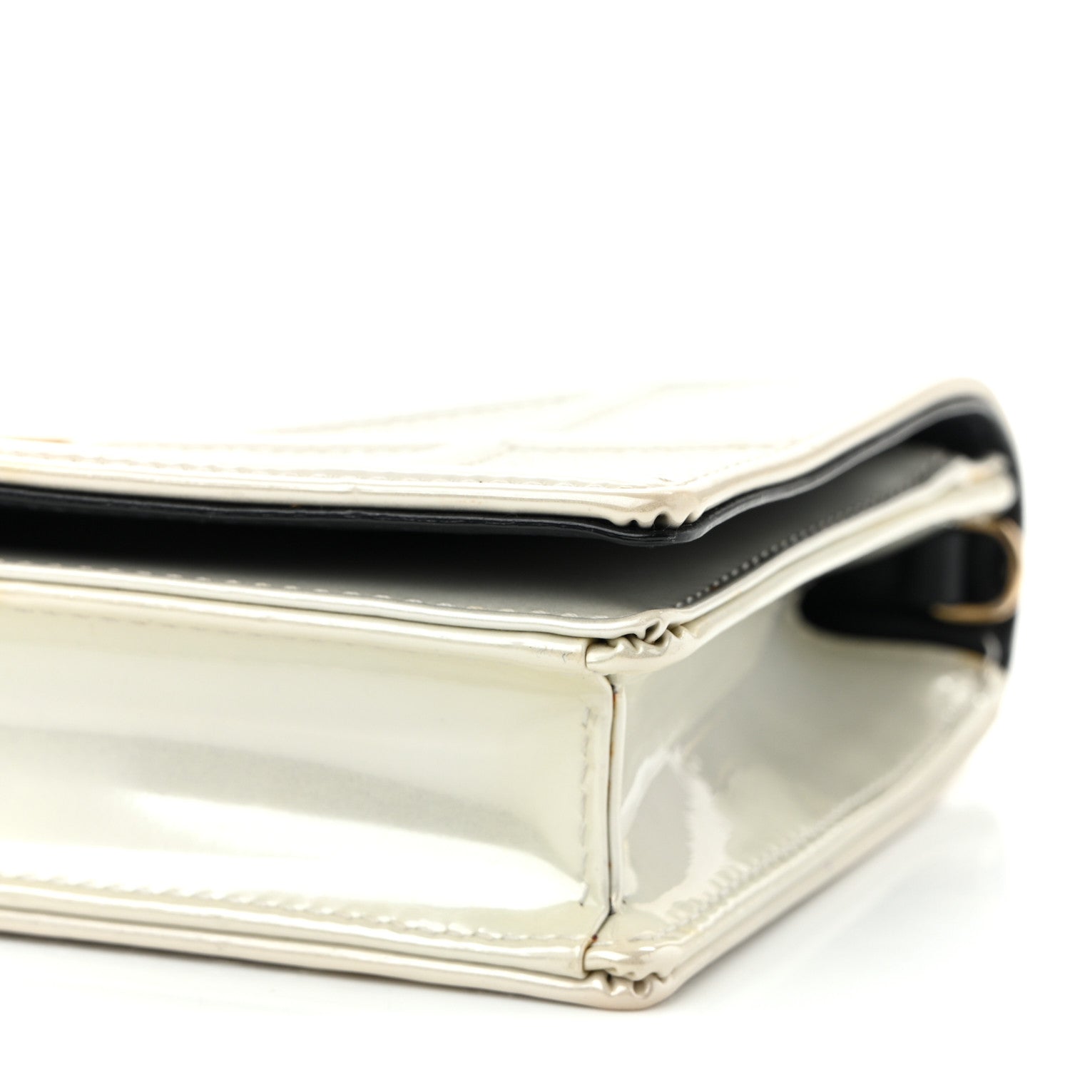 Christian Dior Patent Micro-Cannage Diorama Wallet on Chain Pouch White 9 of 10