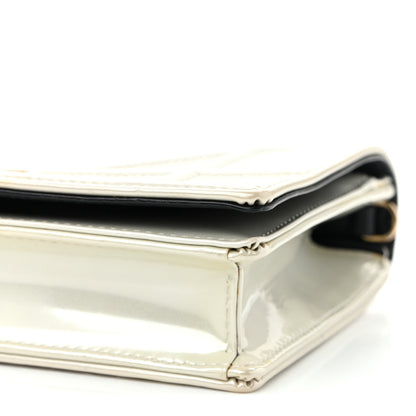 Christian Dior Patent Micro-Cannage Diorama Wallet on Chain Pouch White 9 of 10
