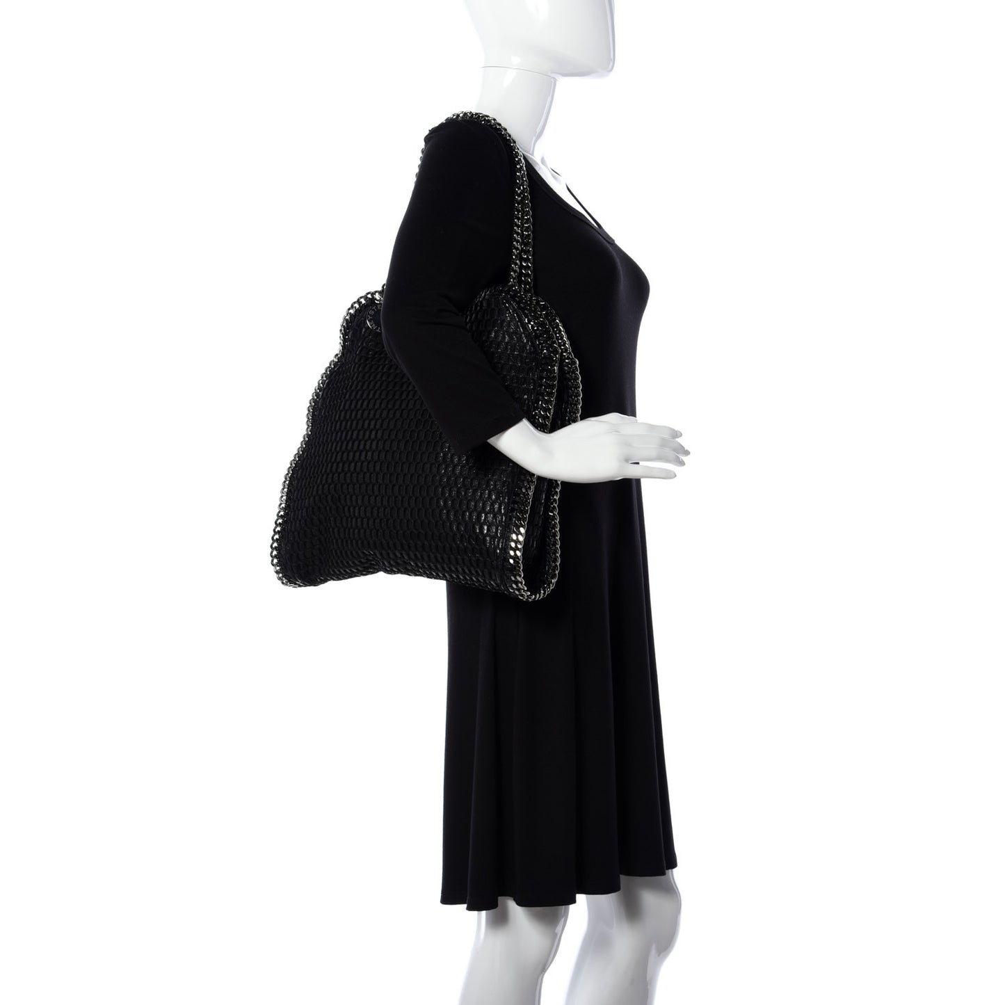 Patent Net Small Falabella Tote Black