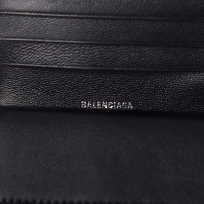 Balenciaga Grained Calfskin Logo Mini Cash Wallet On Chain Black White 5 of 8