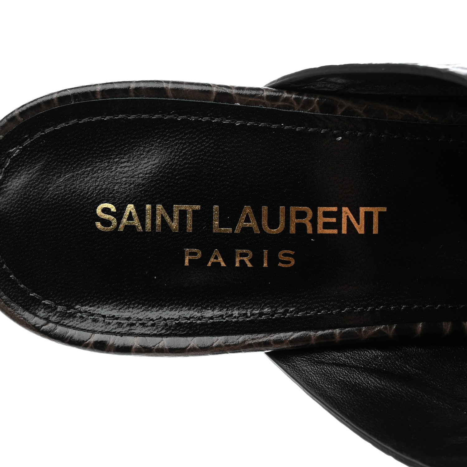 Saint Laurent Crocodile Embossed Calfskin LouLou Mule Sandals 38 Ultra 38 Grey 7 of 9