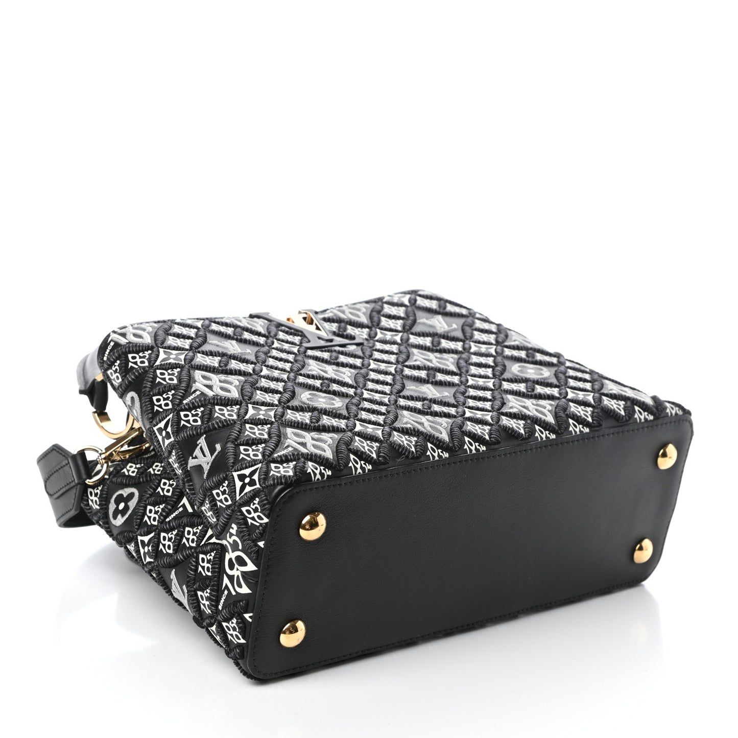 Calfskin Since 1854 Embroidered Capucines PM Black