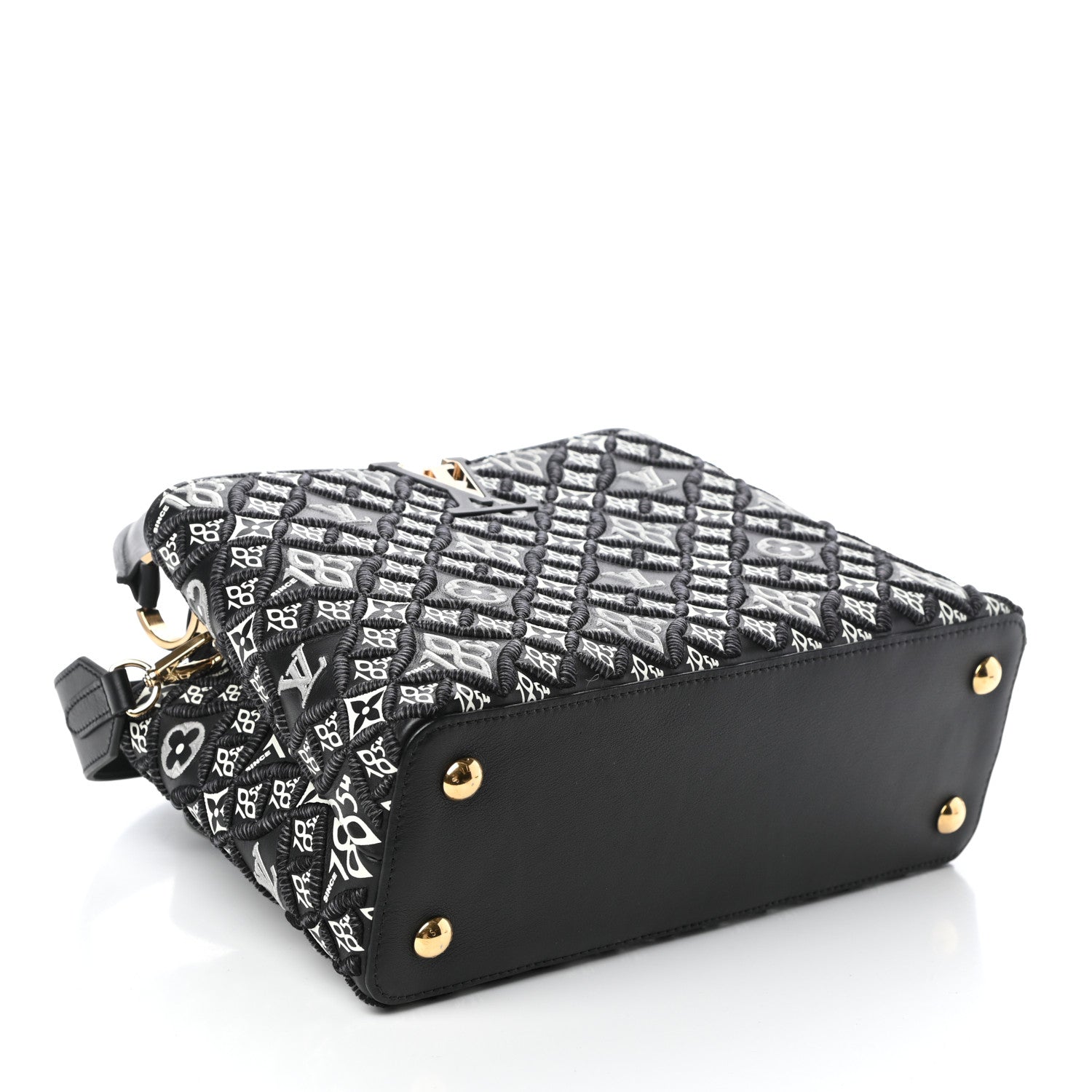 Louis Vuitton Calfskin Since 1854 Embroidered Capucines PM Black 4 of 9