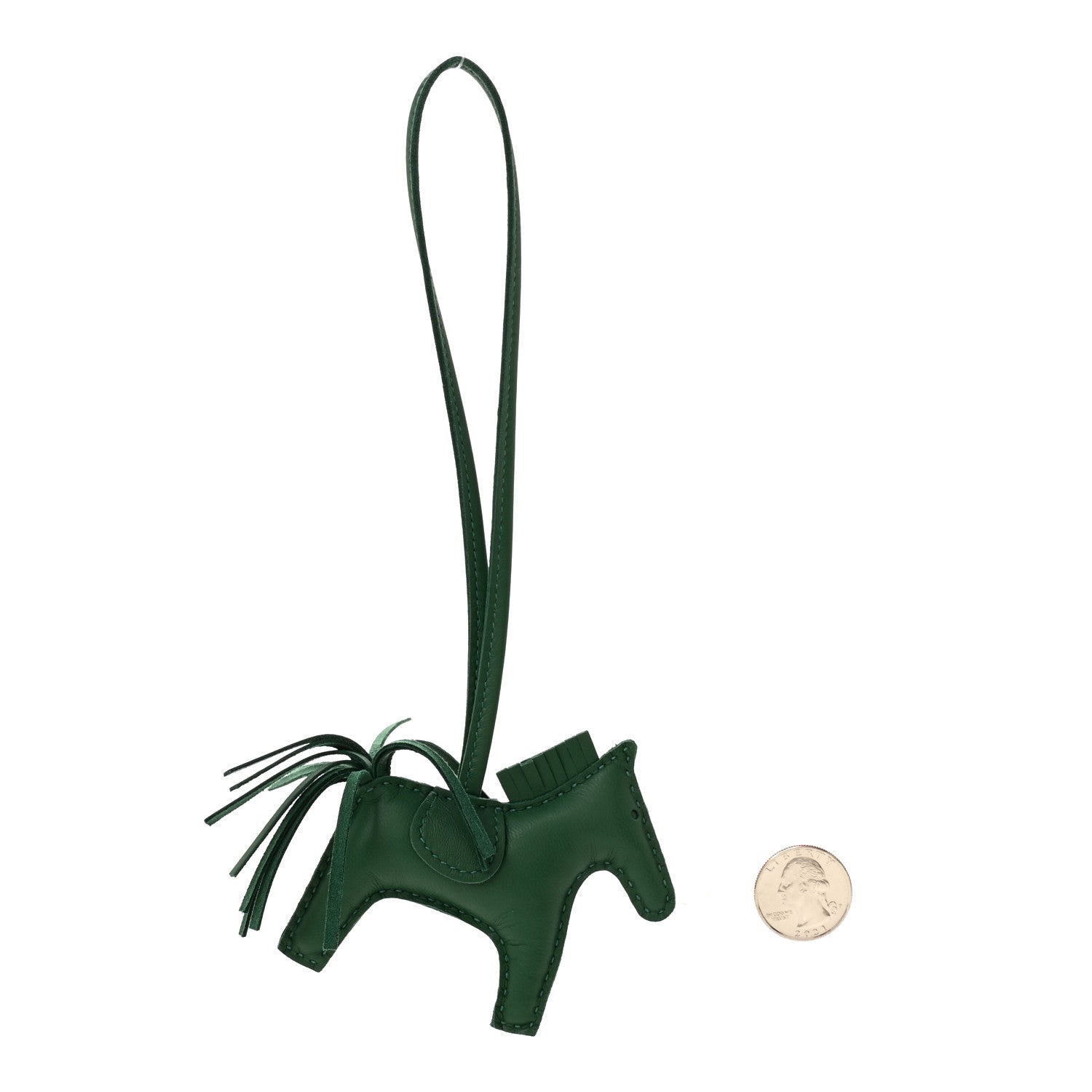 Hermes Milo Lambskin Grigri Rodeo Horse Bag Charm PM Vert Moyen 2 of 5
