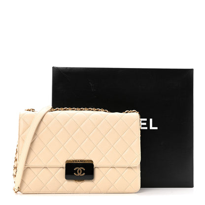 Chanel Sheepskin Quilted Large Beauty Lock Flap Beige 17 of 17