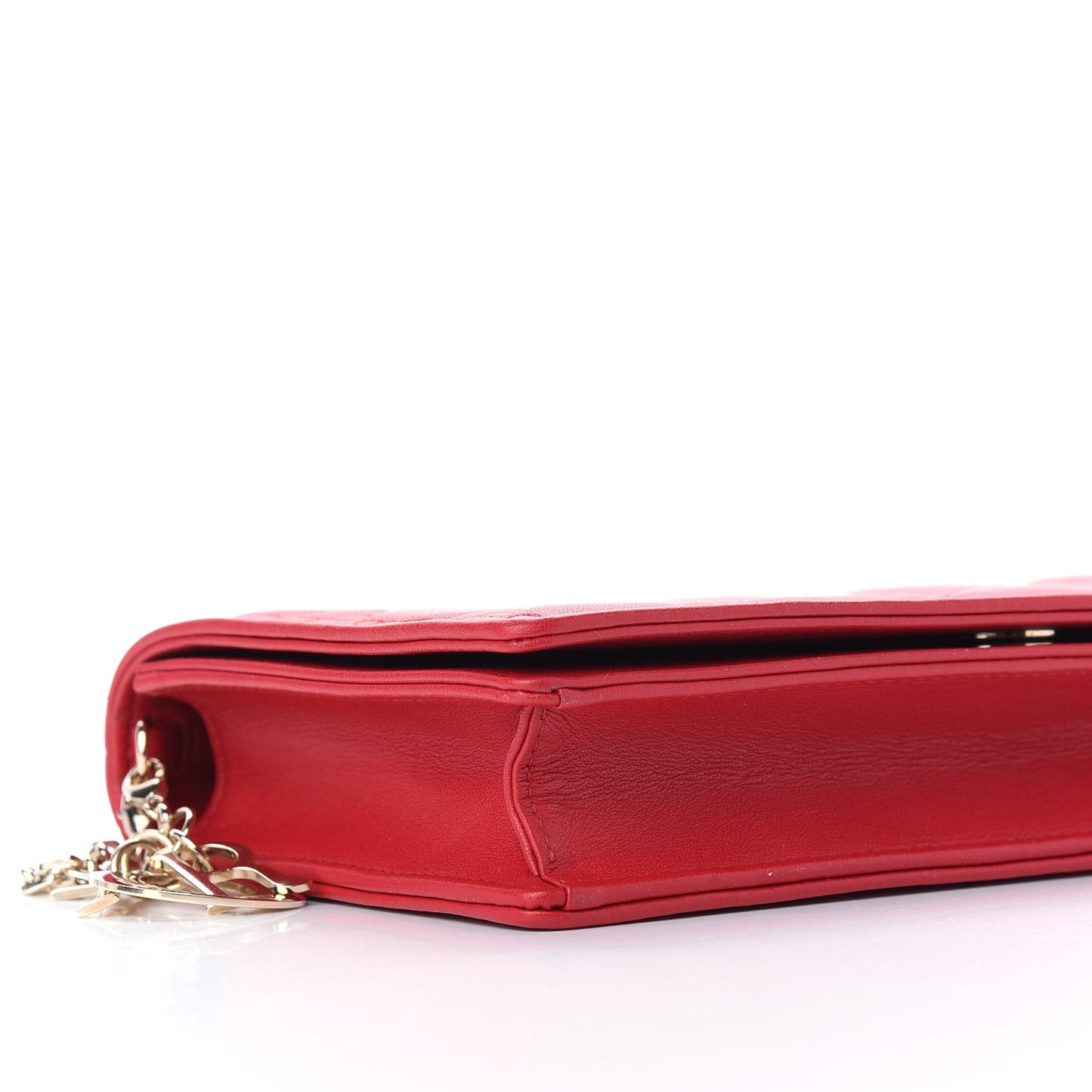 Lambskin Cannage Lady Dior Convertible Clutch Red