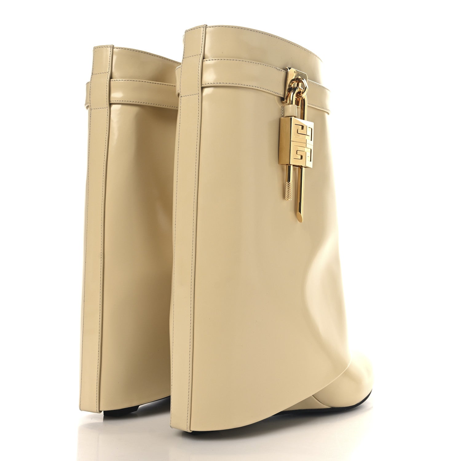 Givenchy Brushed Calfskin Shark Lock Ankle Boots 40.5 Blond 4 of 8