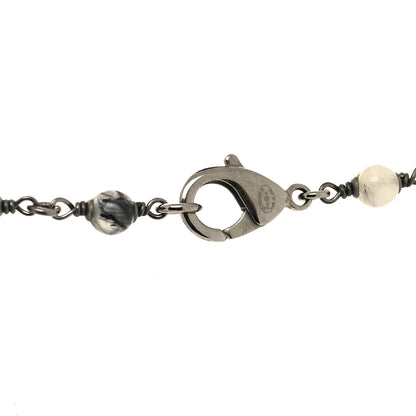 Chanel Pearl Beaded CC Long Necklace Silver Black 4 of 5