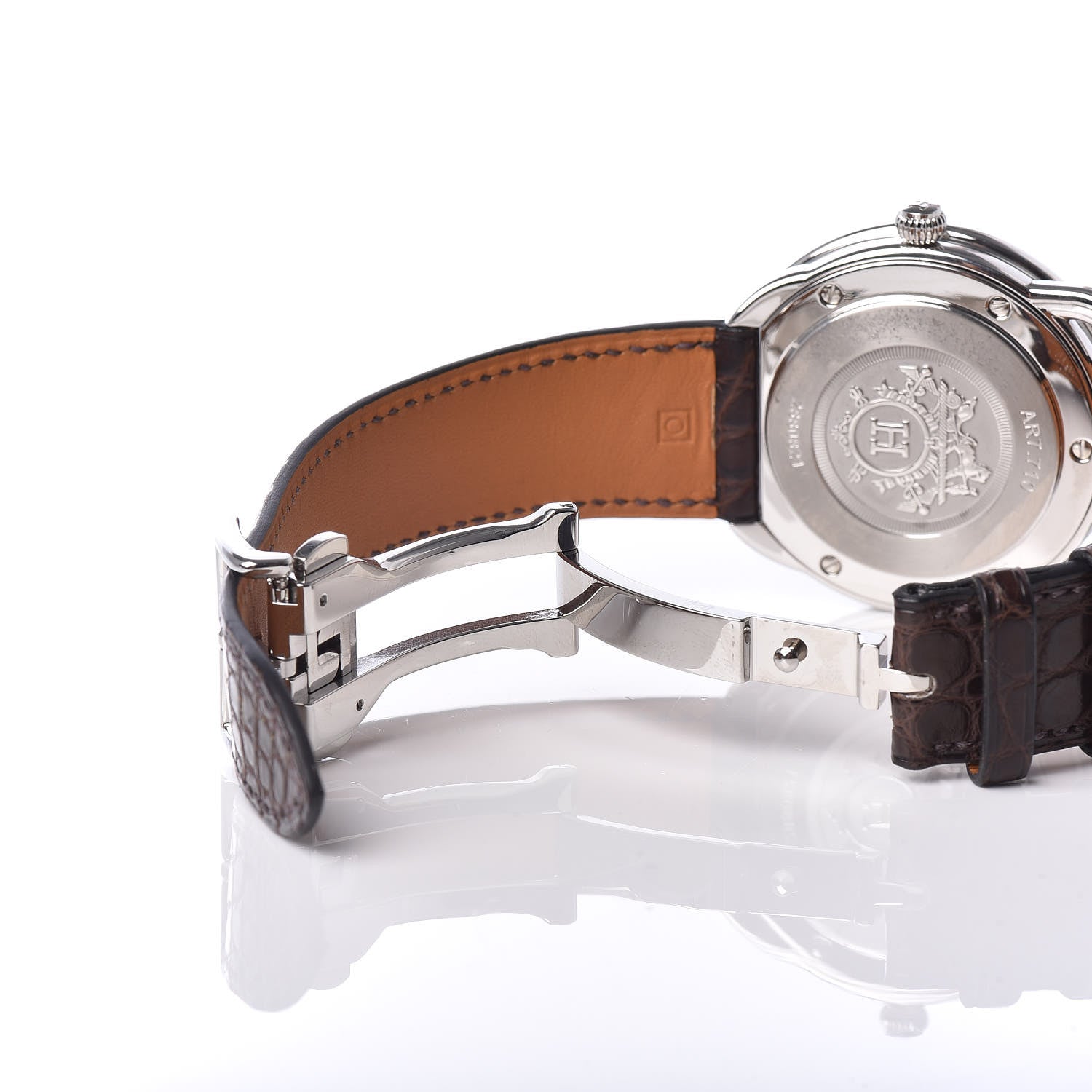 Hermes Stainless Steel Alligator 41mm Arceau Automatic Watch Havane 7 of 8