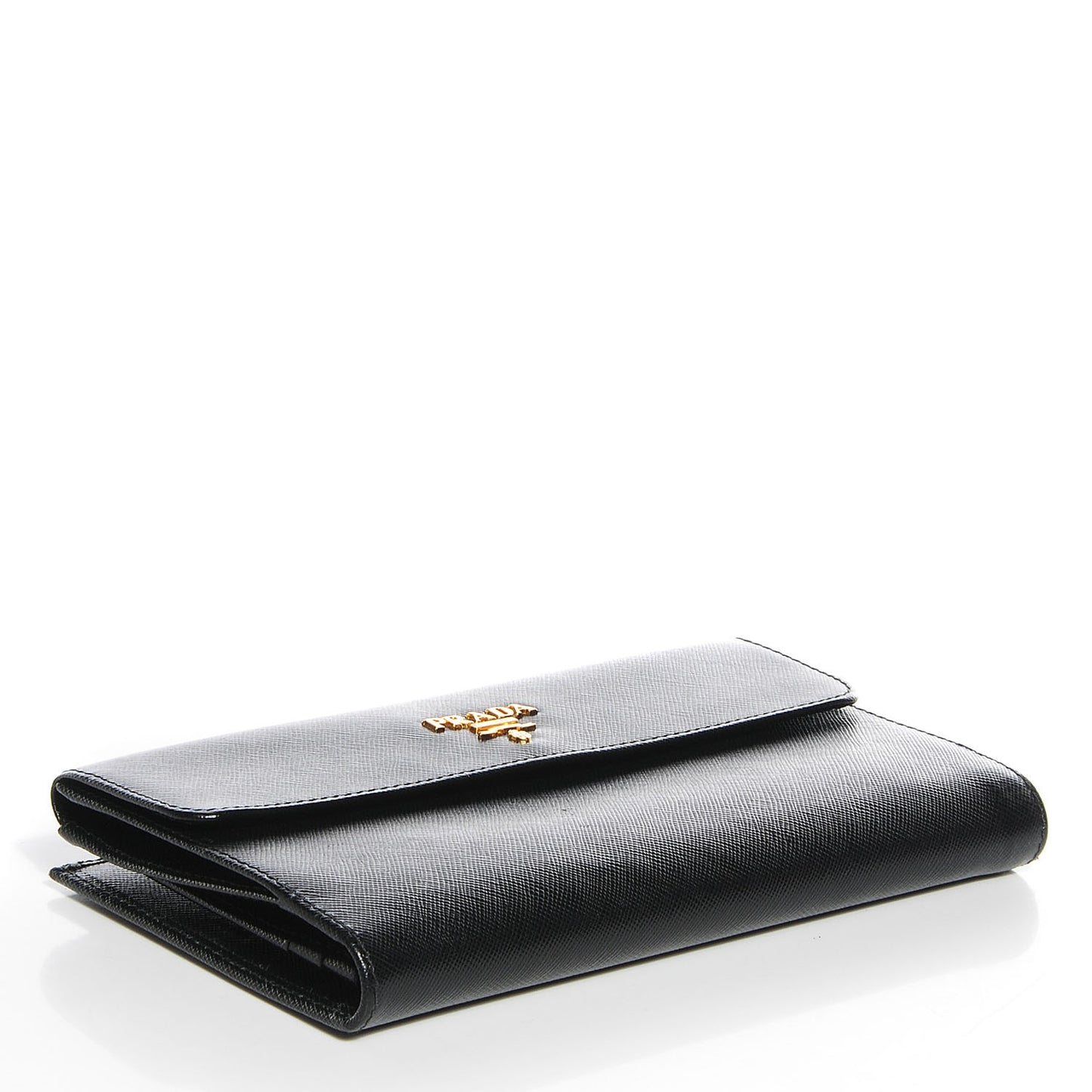 Saffiano Metal Continental Flap Wallet Nero Black
