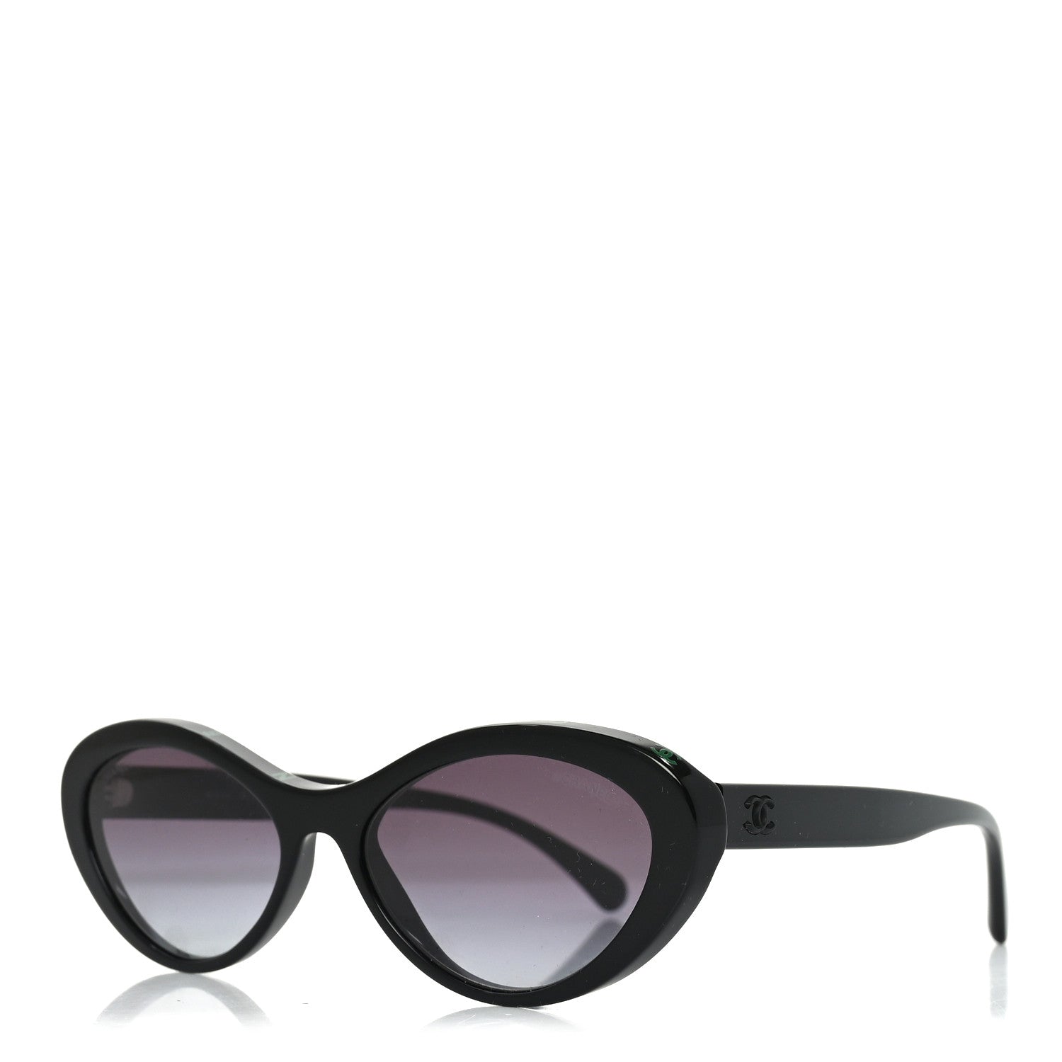 Chanel Acetate Oval Sunglasses 5416 Black Green 1 of 7