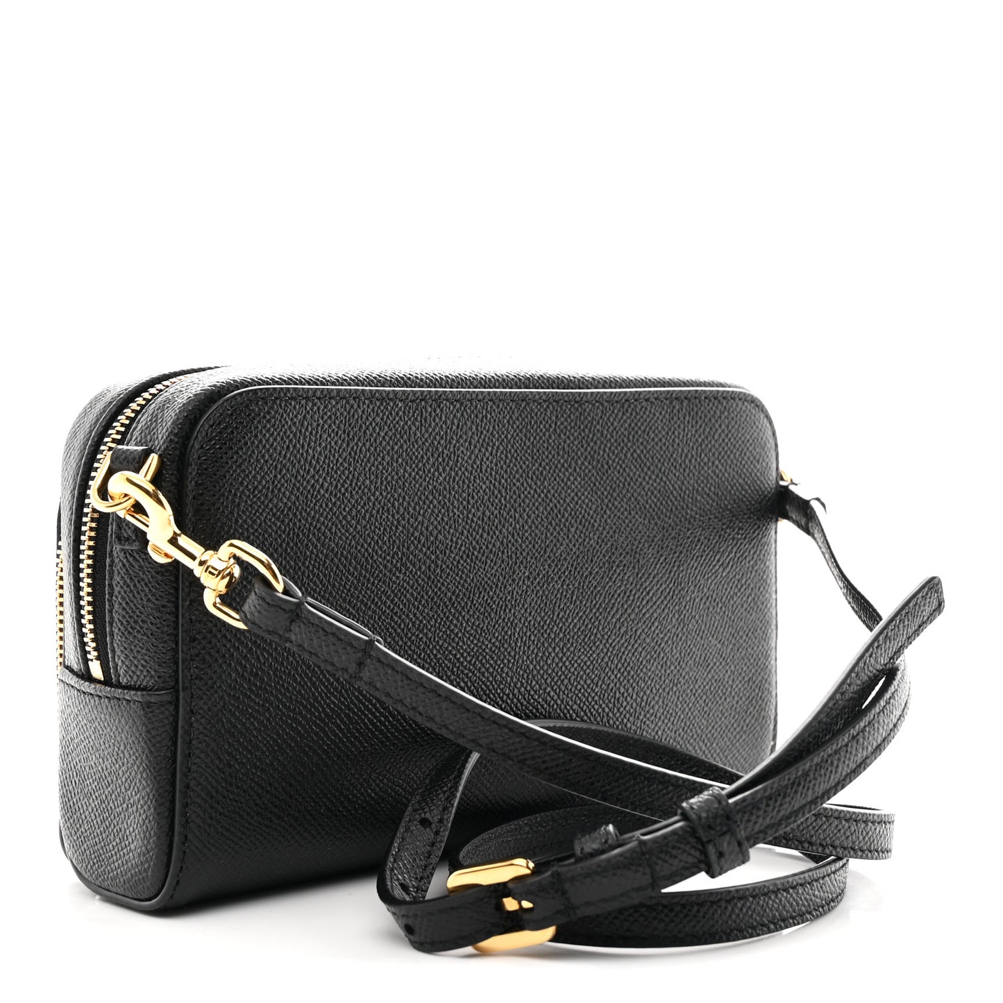 Grained Calfskin Caro Double Pouch Black
