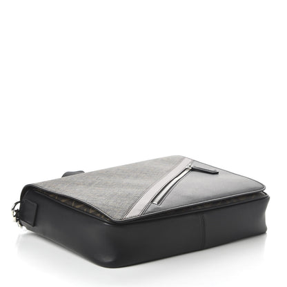 Fendi Glazed Fabric Vitello Liberty FF 1974 Diagonal New Messenger Flap Tobacco Moresco Black 4 of 10