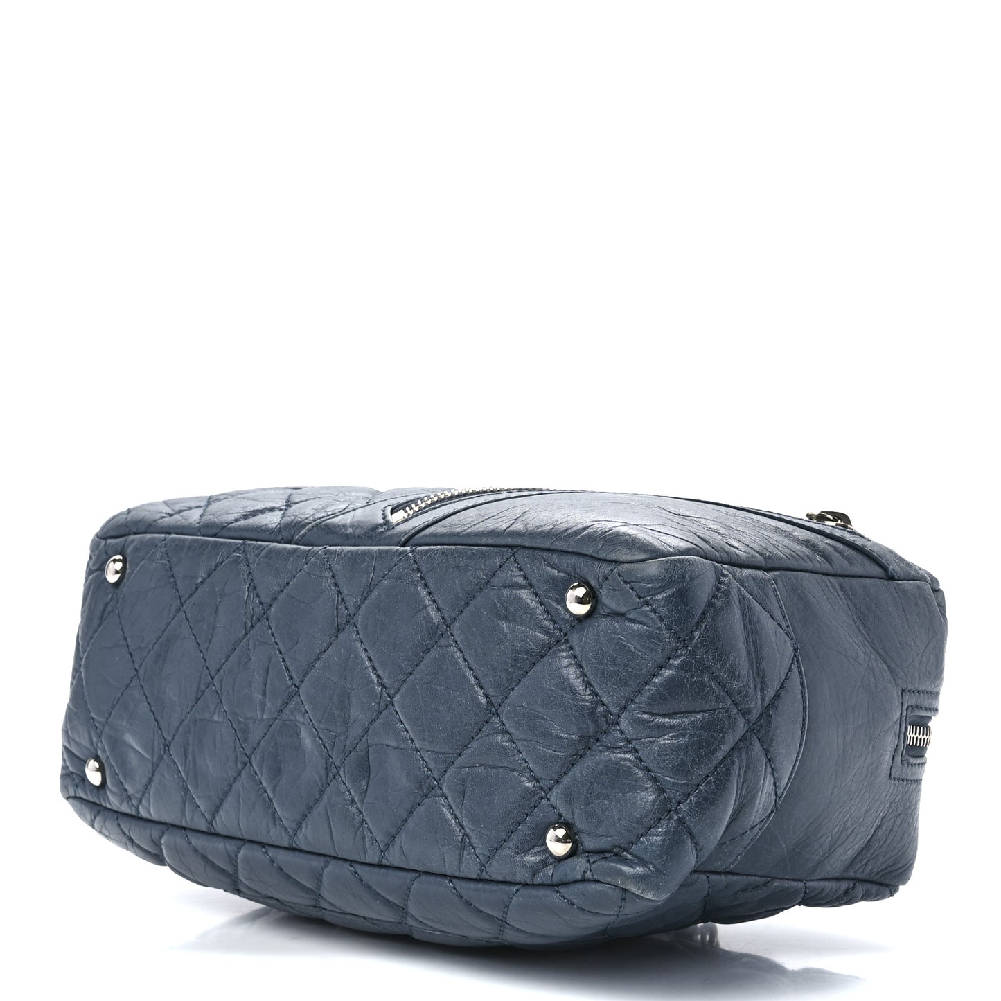 Aged Calfskin Quilted Cotton Club Bowler Blue