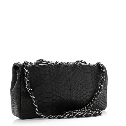 Chanel Metallic Snakeskin Sequin Flap Black 3 of 14