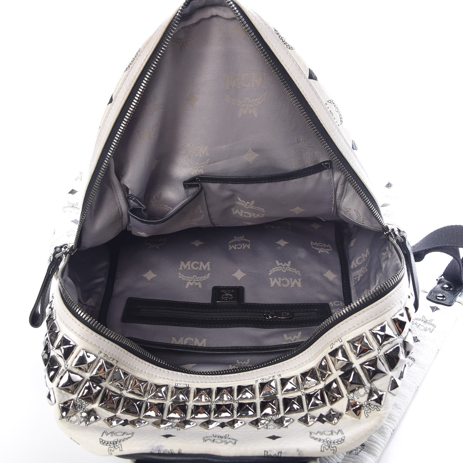 MCM Visetos Side Stud Medium Stark Backpack White 5 of 13