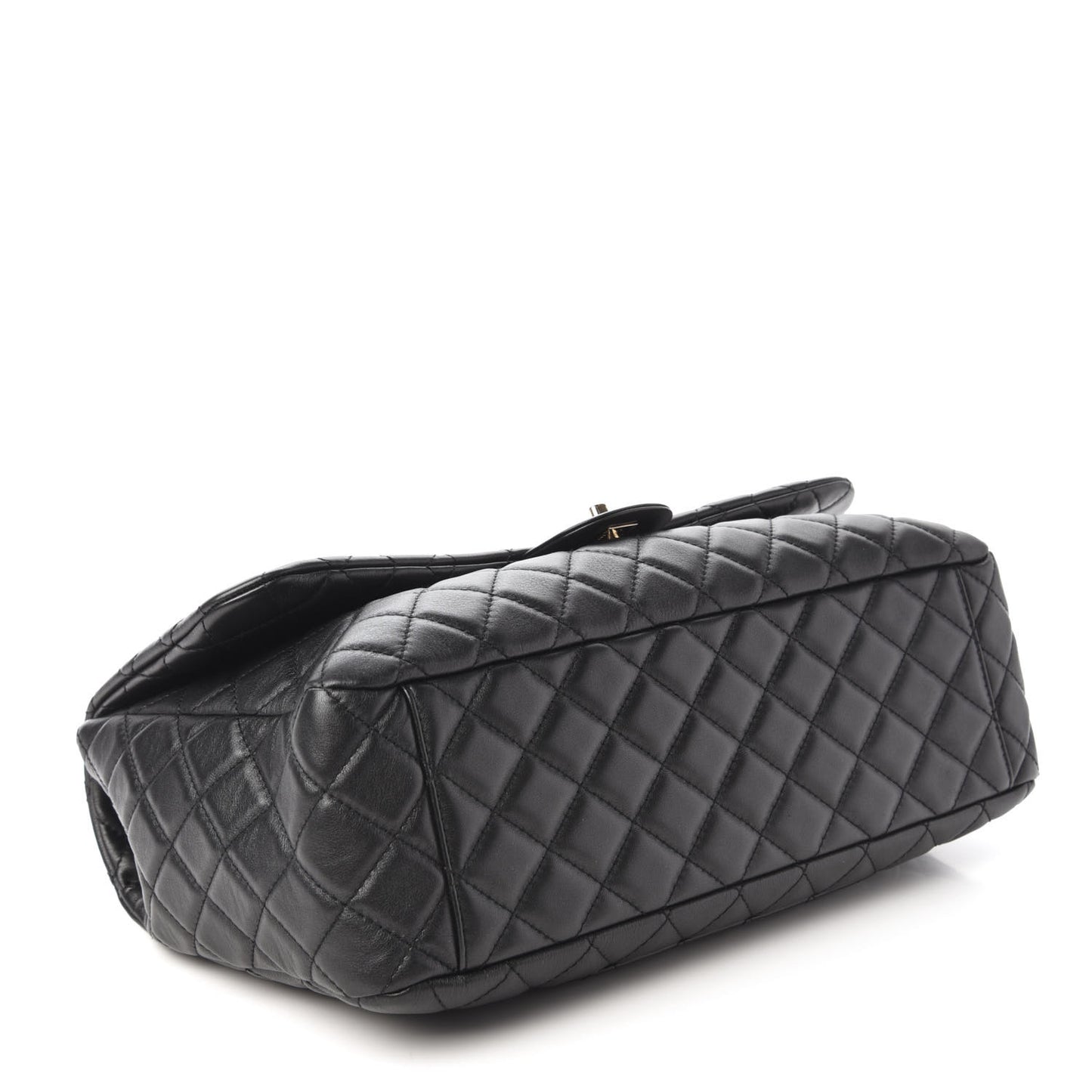 Metallized Calfskin Quilted Small XXL Travel Flap Bag Black