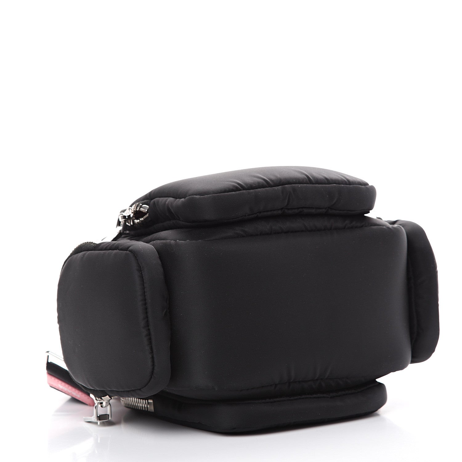 Prada Tessuto Nylon Pocket Top Handle Cargo Bag Black Pink 3 of 9