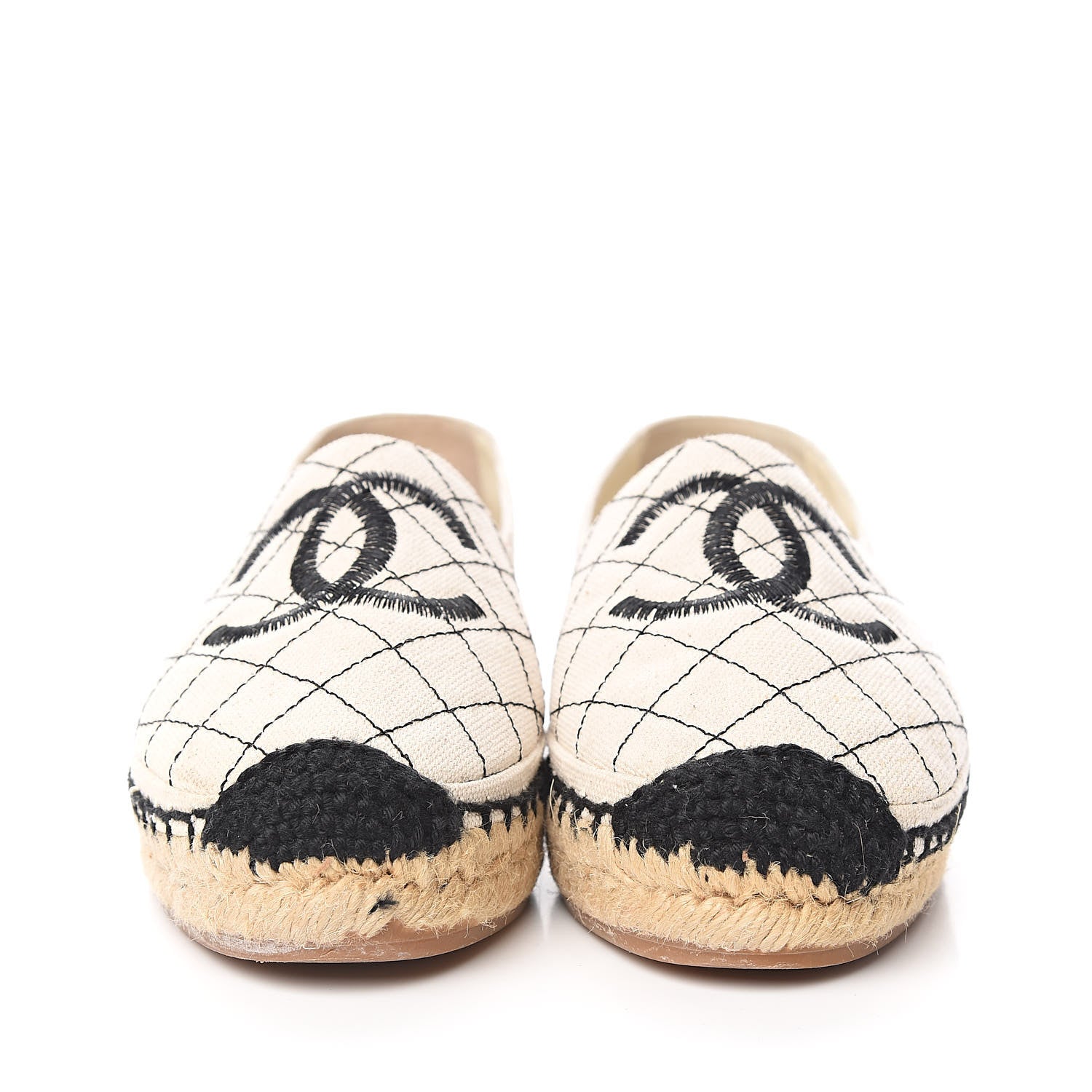 Chanel Fabric Biarritz CC Espadrilles 36 Beige Black 2 of 10