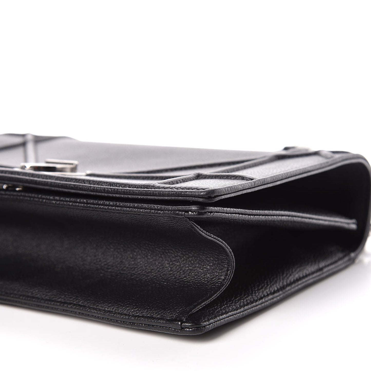 Grained Calfskin Medium Diorama Flap Bag Black