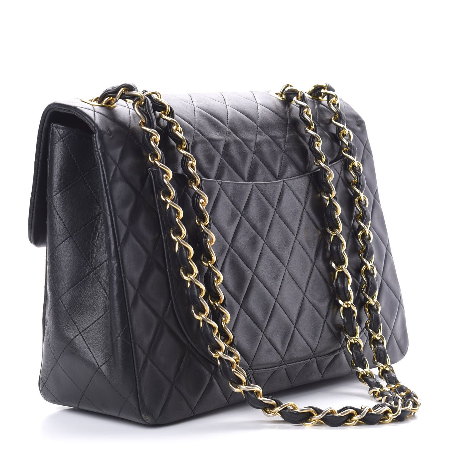 Lambskin Quilted XL Jumbo Single Flap Black