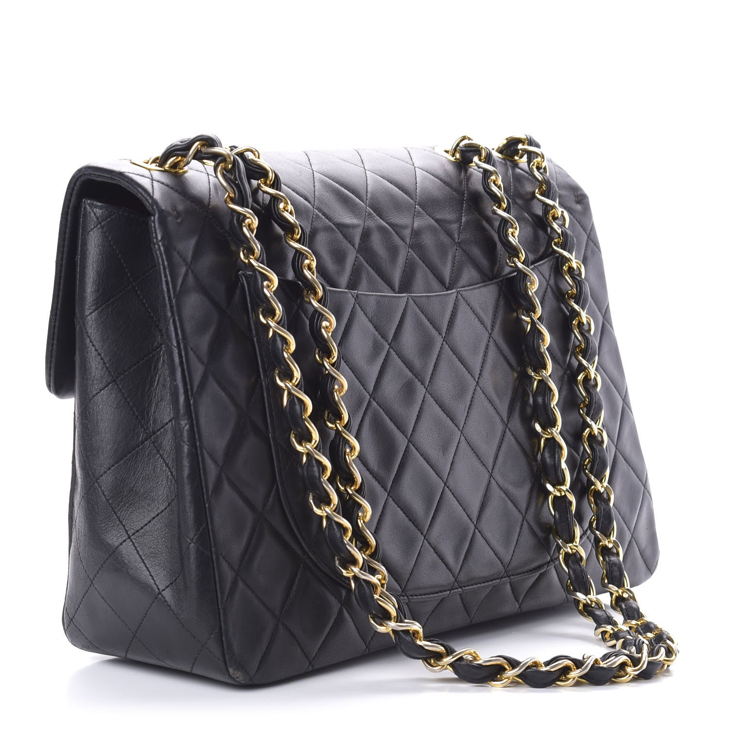 Chanel Lambskin Quilted XL Jumbo Single Flap Black 3 of 12