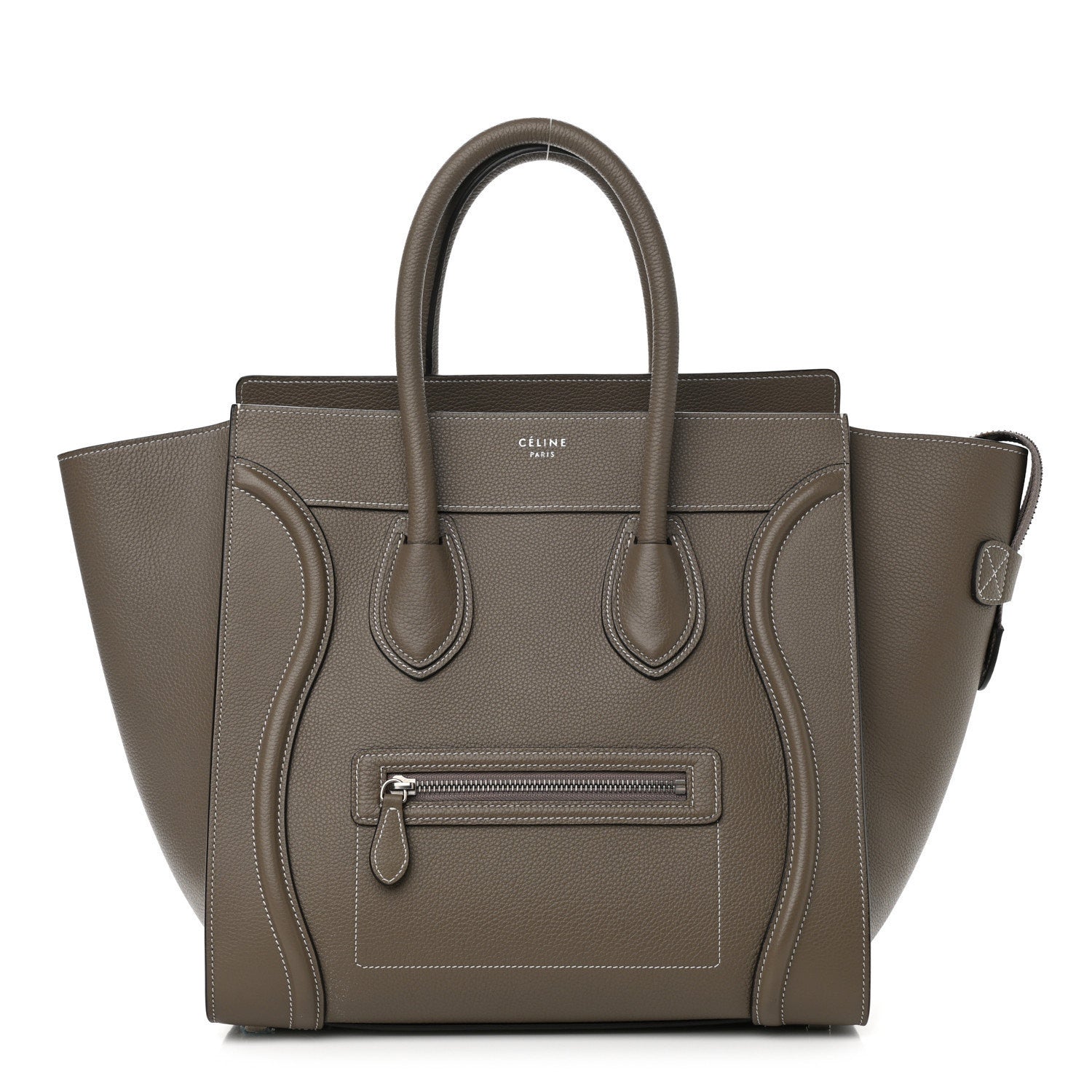 Celine Drummed Calfskin Mini Luggage Bag Souris 1 of 11