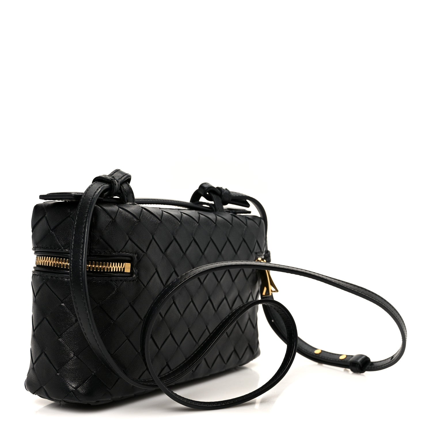 Bottega Veneta Calfskin Intrecciato Bang Bang Vanity Case Black Black 3 of 10
