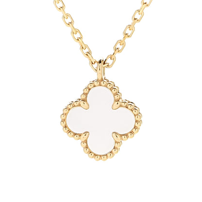 Van Cleef & Arpels 18K Yellow Gold Mother of Pearl Sweet Alhambra Pendant Necklace 4 of 7