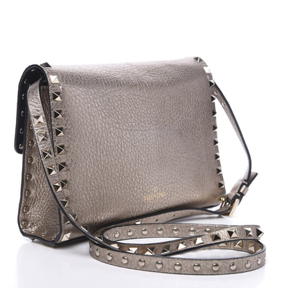 Valentino Garavani Metallic Pebbled Calfskin Medium Rockstud Flip Lock Crossbody Bag Skin 2 of 9