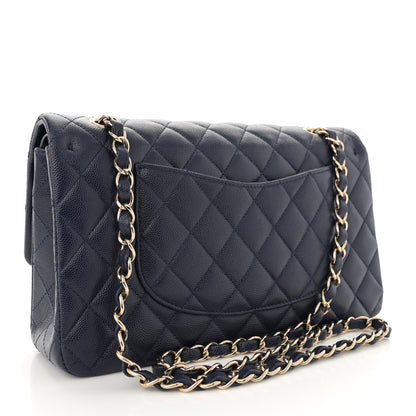 Chanel Caviar Quilted Medium Double Flap Dark Blue 3 of 13