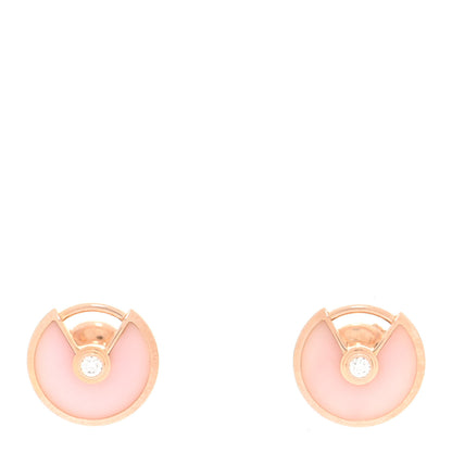 Cartier 18K Pink Gold Diamond Pink Opal Amulette de Cartier Earrings 1 of 7