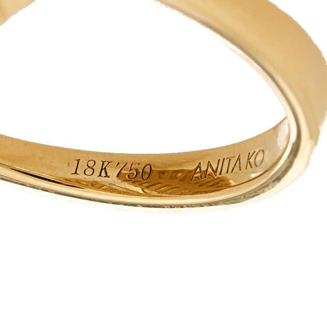 18K Yellow Gold Diamond Classic Palm Leaf Ring 54 7