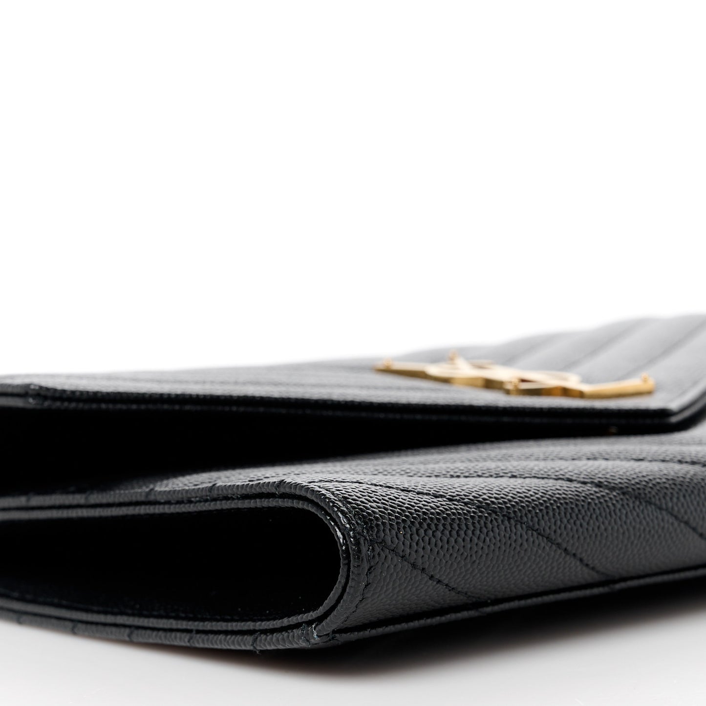 Grain De Poudre Matelasse Chevron Monogram Envelope Clutch Black