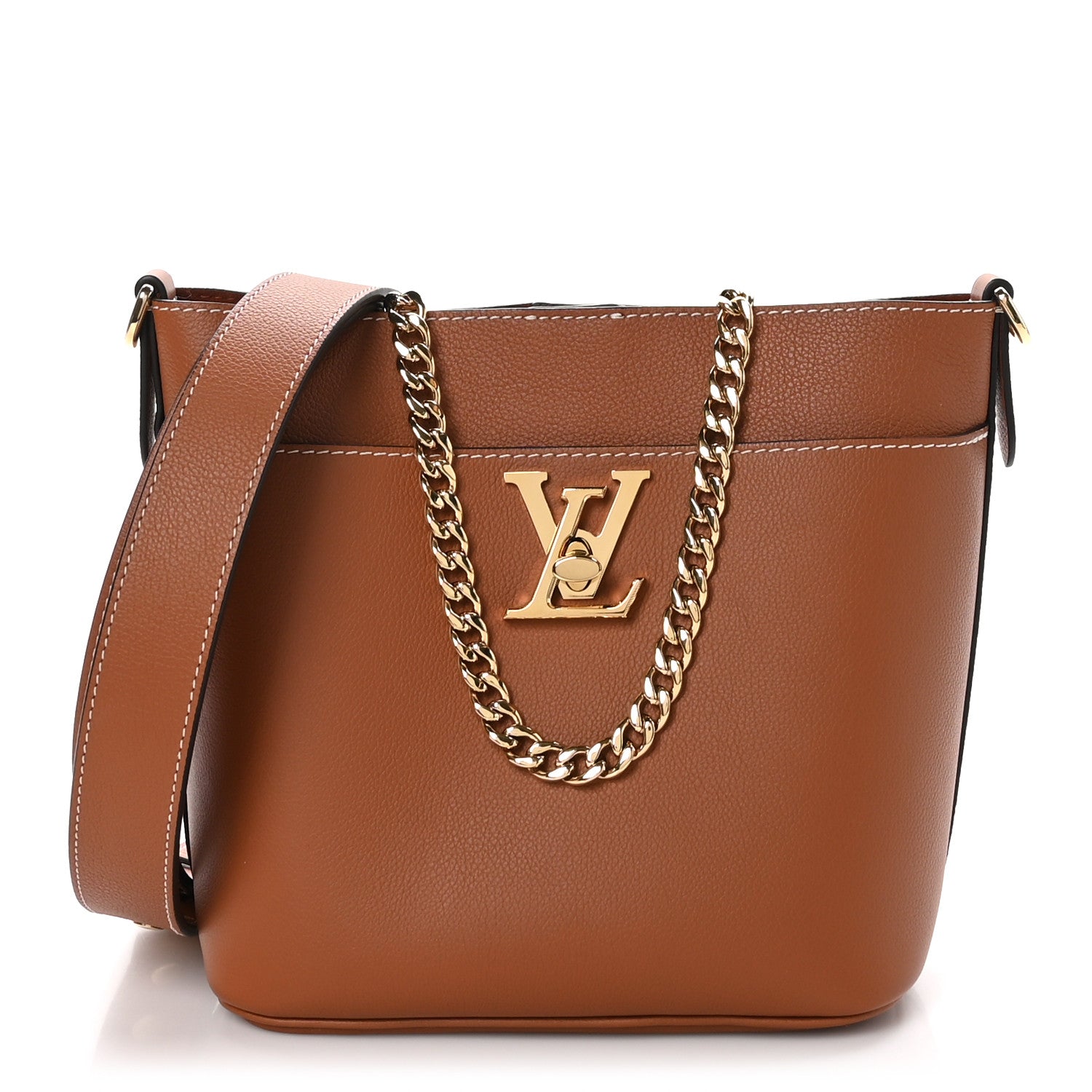 Louis Vuitton Calfskin Lock and Walk Bucket Cognac 1 of 11
